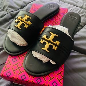 Tory Burch Everly Slide Flat Sandals Black